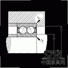 角接触球轴承 30/8-B-2Z-TVH, 双列，双侧间隙密封，接触角 α = 25°